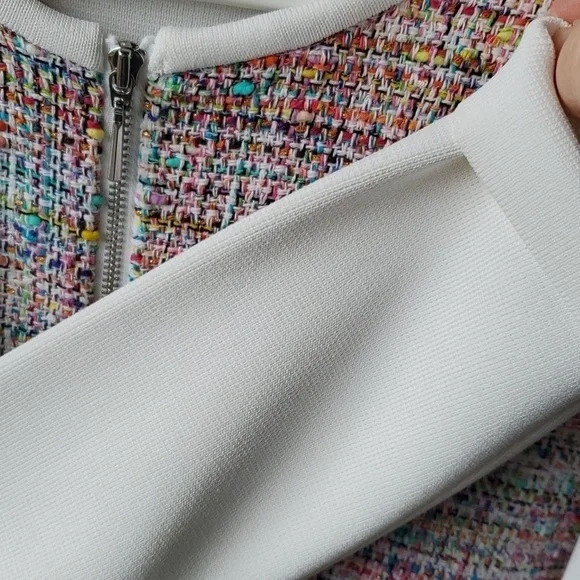 Carlisle Collection multi color knit full zip crop jacket white sleeves R $645 - Picture 6 of 13